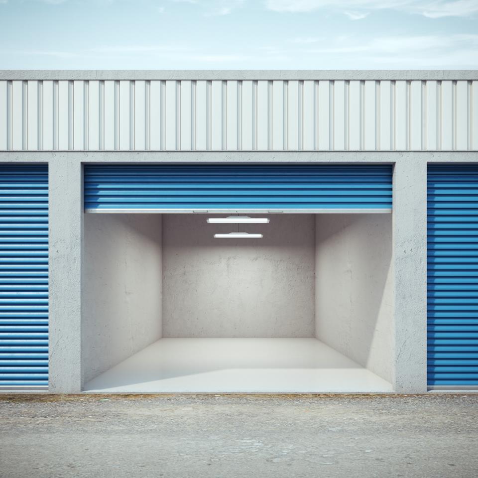 the inside of an empty storage unit